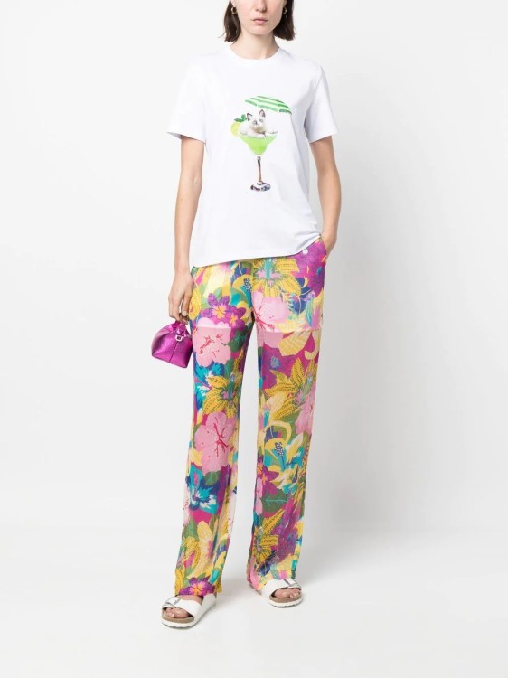 Shop Msgm Multi-colored Tropical Print Pants In Pink