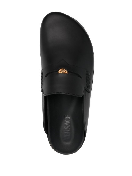 Shop Versace Leather Cork-sole Mules In Black
