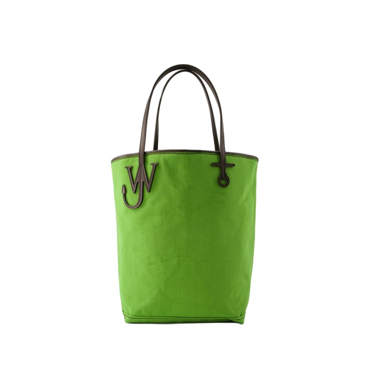 Shop Jw Anderson Anchor Tall Tote Bag - Canvas - Green/brown