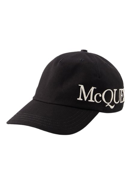 Shop Alexander Mcqueen Oversize Baseball Cap - Cotton - Black