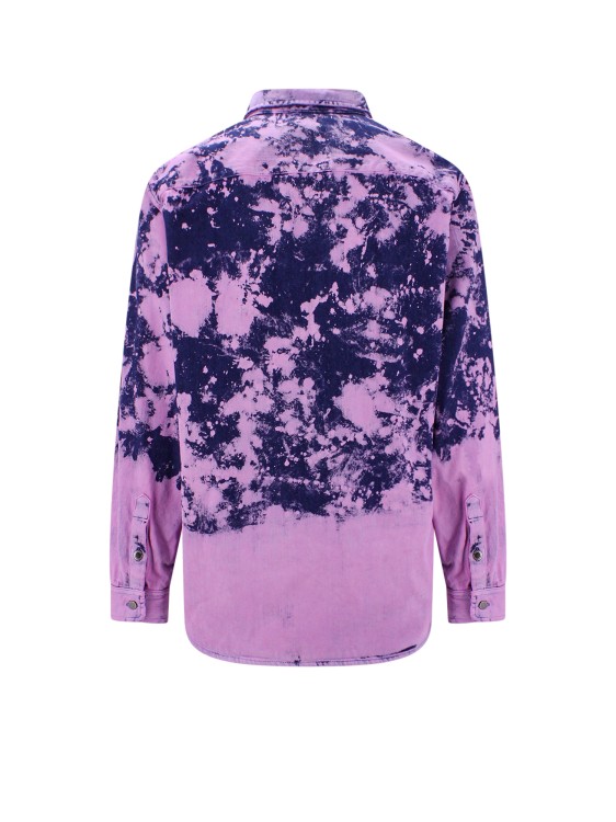 Shop Darkpark Bleached Effect Denim Shirt In Purple