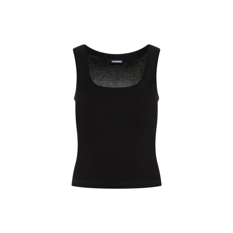 Jacquemus Logo-tag Ribbed Sleeveless Top In Black