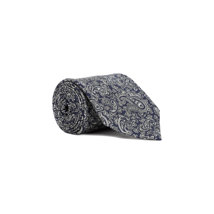 Shop Dunhill Black Ink Mulberry Silk Paisley Printed 8cm Tie