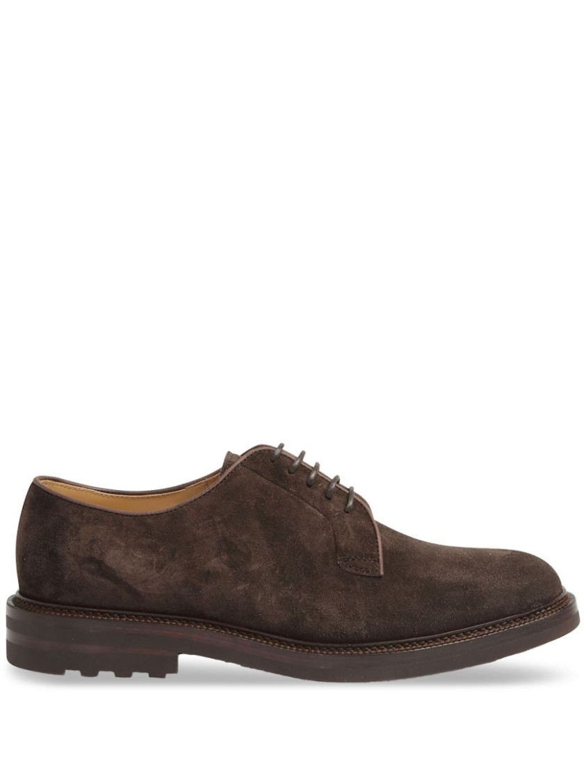 Brunello Cucinelli Cucinelli Derby In Camoscio Moro In Brown