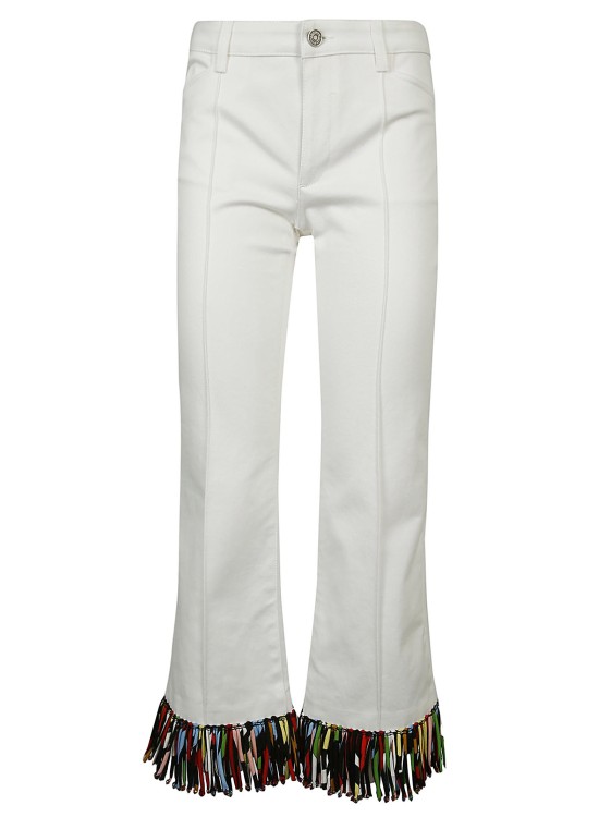 Pucci Abstrac-print Fringed Flared Trousers In White
