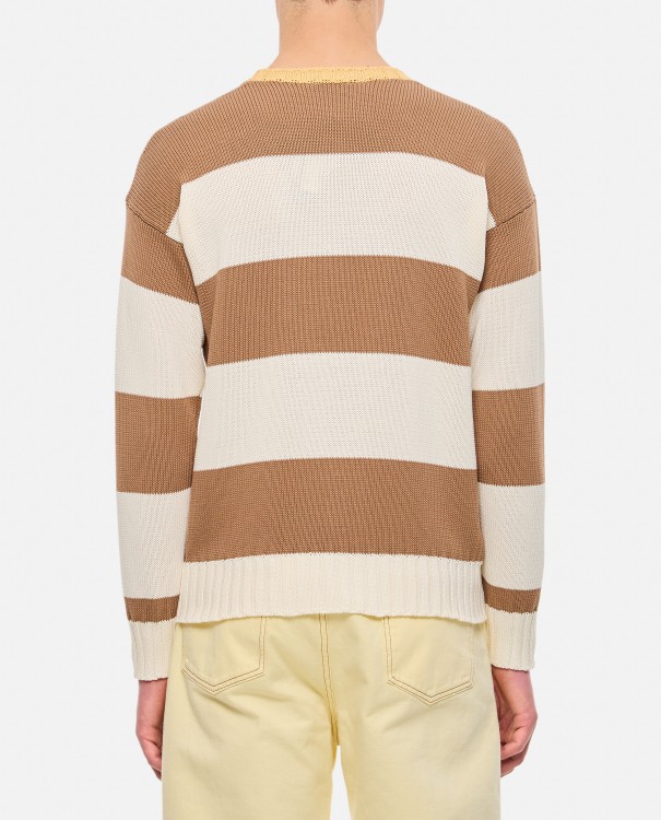 Shop Drumohr Stripe Crewneck Sweater In Neutrals
