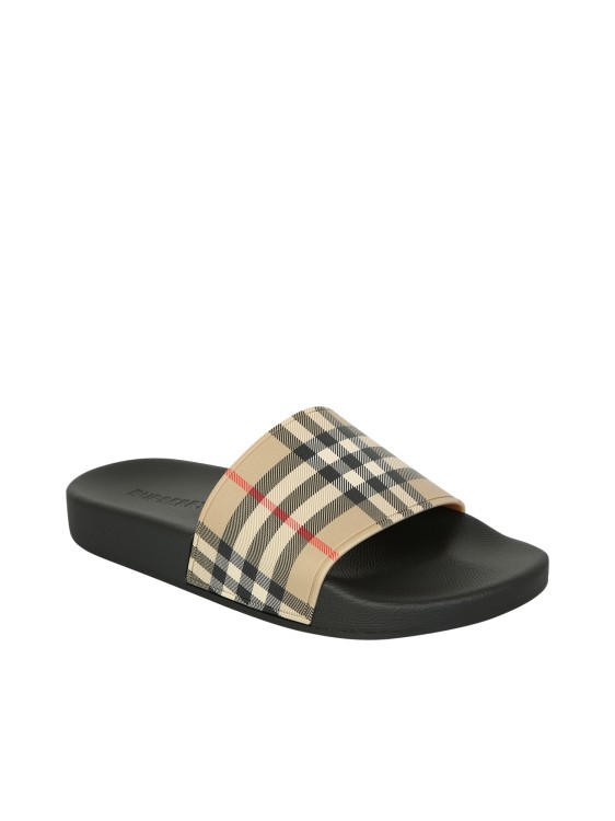 Shop Burberry Pool Slides Checked Logo In Black