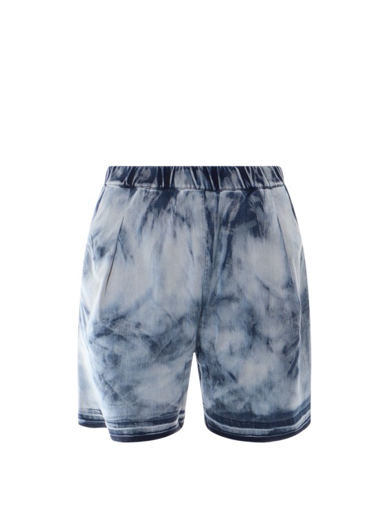Shop Laneus Denim Bermuda Shorts With Tie Dye Effect In Grey