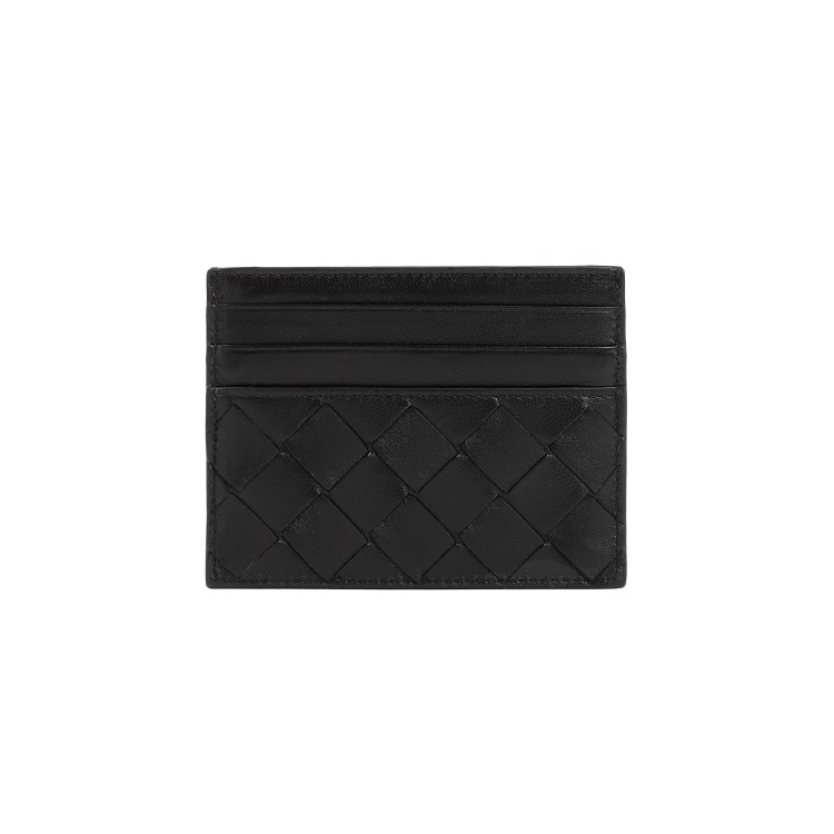 Bottega Veneta Black Card-holder With Intreccio Motif In Leather Woman In Black