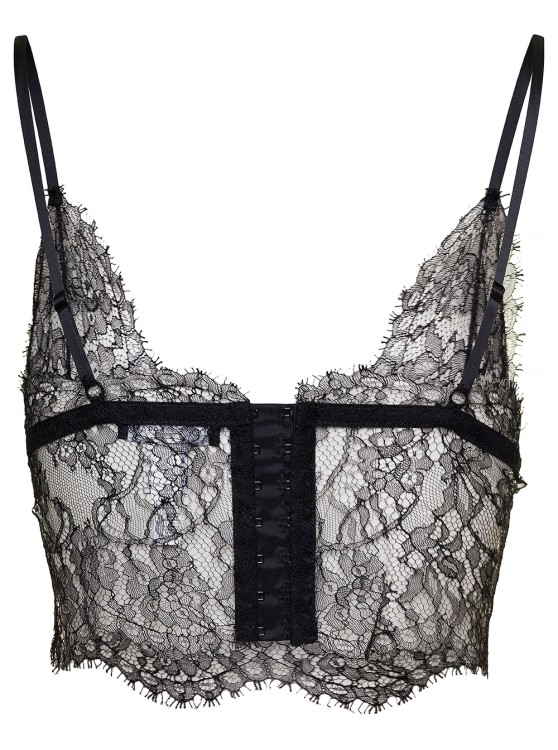 Dolce & Gabbana Black Bralette With Adjustable Closure In Chantilly Lace Woman In Black