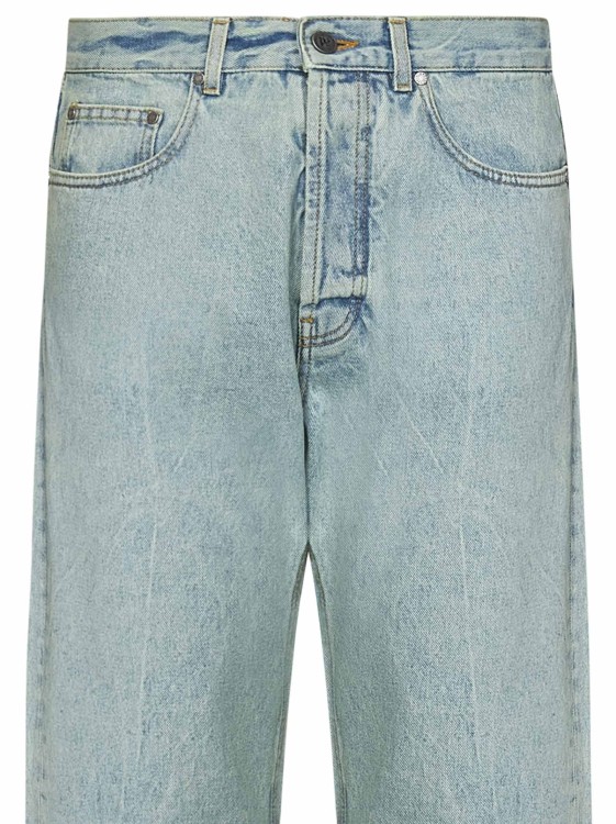Shop Palm Angels Mint-colored Overdyed Denim Jeans In Grey