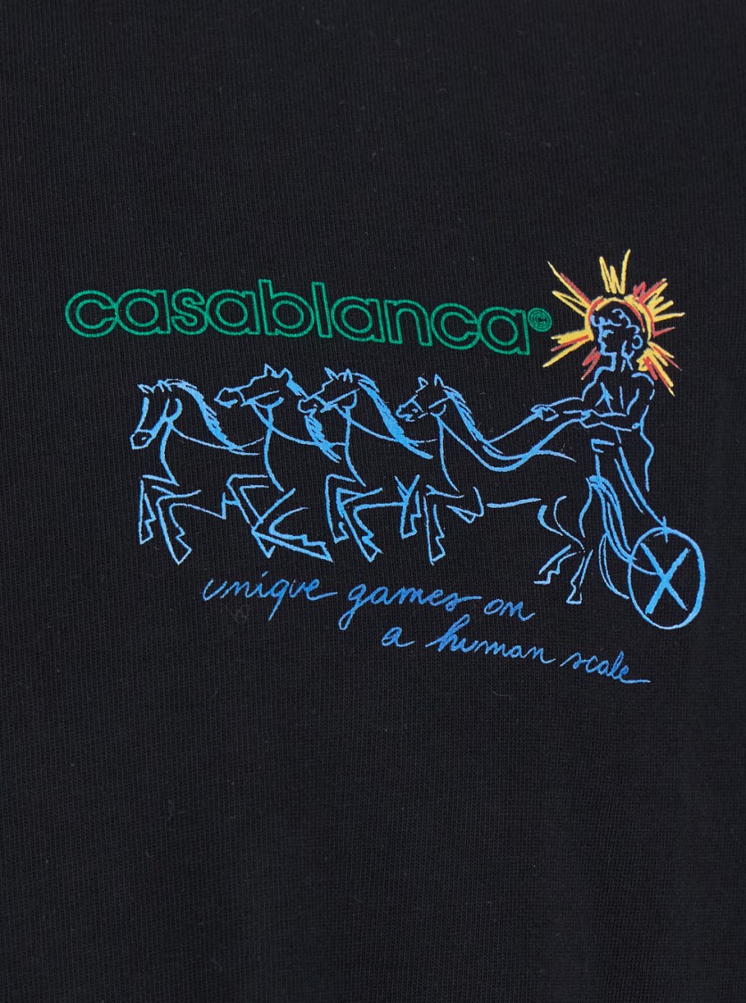 Shop Casablanca Pentathlon Screen Printed T-shirt In Black