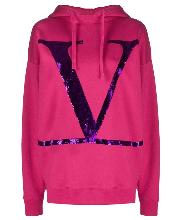 Shop Valentino V Logo Print Sweatshirt In Pink