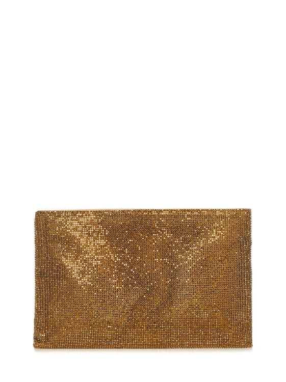 Shop Benedetta Bruzziches Zipped Gold Clutch Bag In Brown