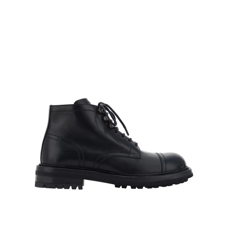 Shop Dolce & Gabbana Lace-up Leather Boots In Black