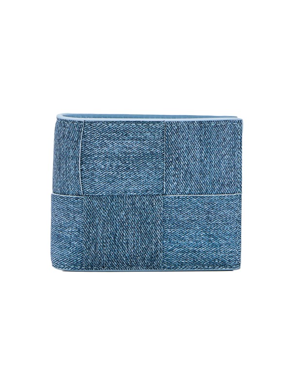 Bottega Veneta Box Woven Denim Print Wallet In Blue