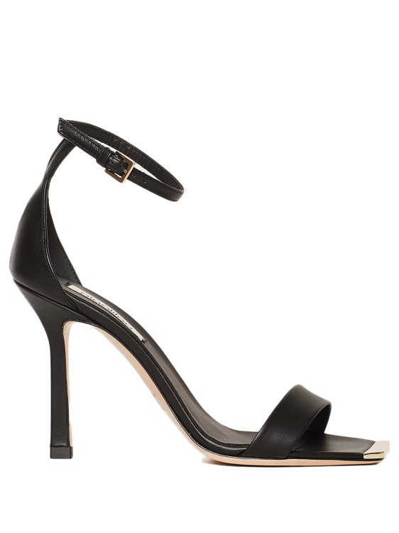 Ninalilou Black Leather Sandal With Ankle Strap