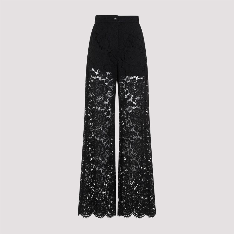 Shop Dolce & Gabbana Black Cotton Lace Pants