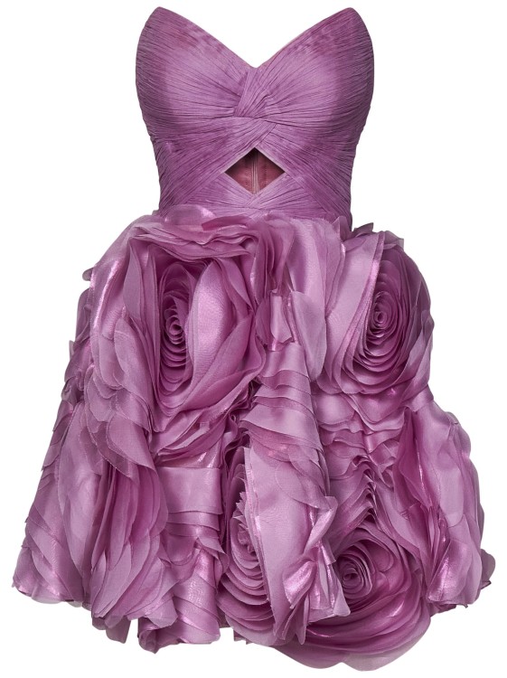 Shop Iris Serban Short Mauve Pleated Chiffon Dress In Purple
