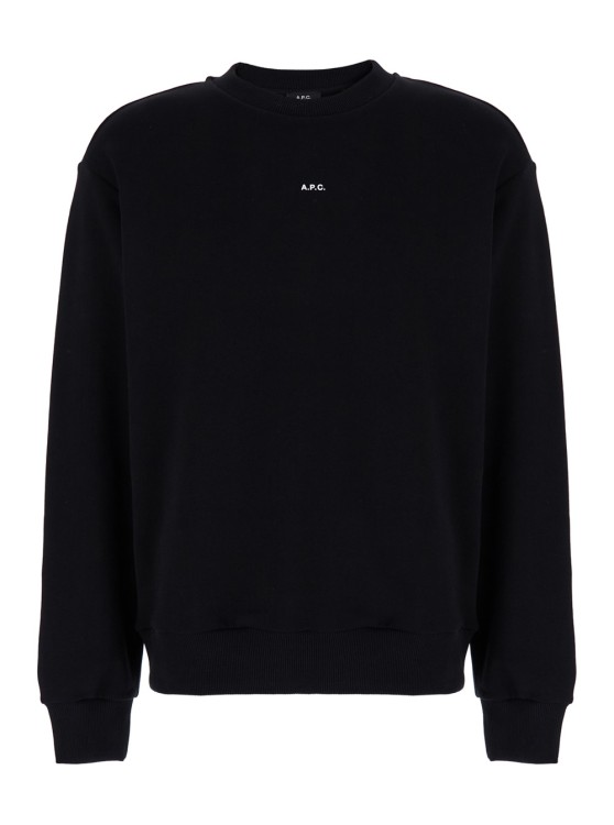 Apc A.p.c. Black Crewneck Sweatshirt With Micro Logo In Jersey In Black