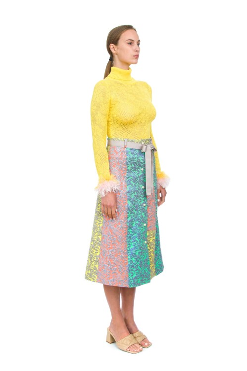Shop Andreeva Yellow Knit Turtleneck With Handmade Knit Details