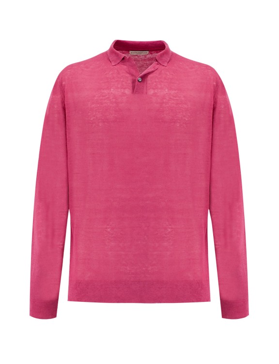 Shop Ballantyne Long-sleeved Polo Shirt In Pink