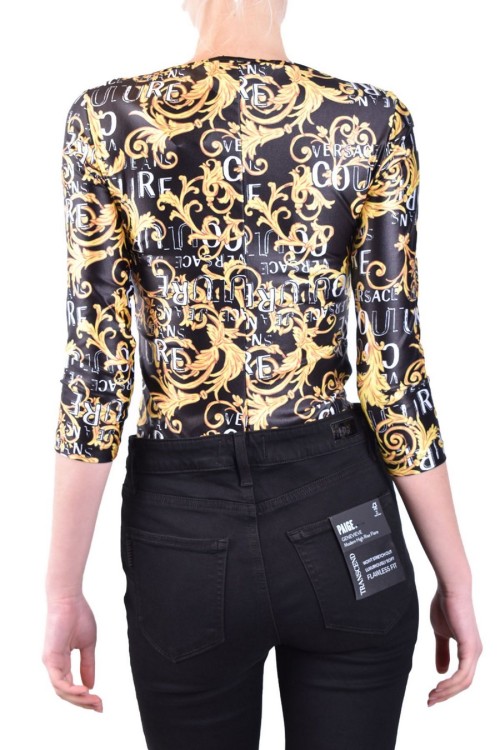 Versace Jeans Couture Logo-print Long-sleeve Body In Black