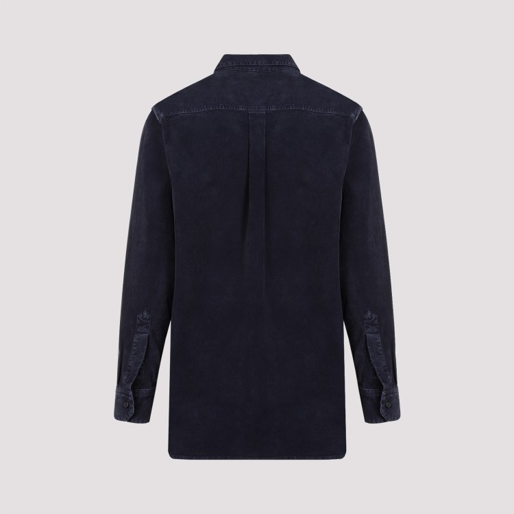 Shop The Row Blue Navy Cotton Melvin Shirt In Black