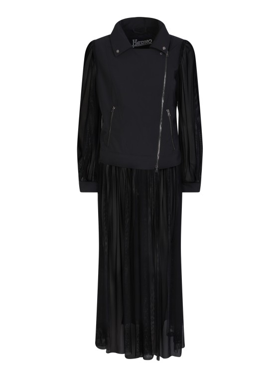 Shop Herno Nylon Fabric And Tulle Coat In Black