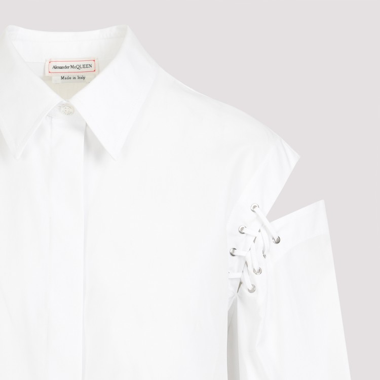 Alexander Mcqueen Lace Detail Slashed Cocoon Shirt In White