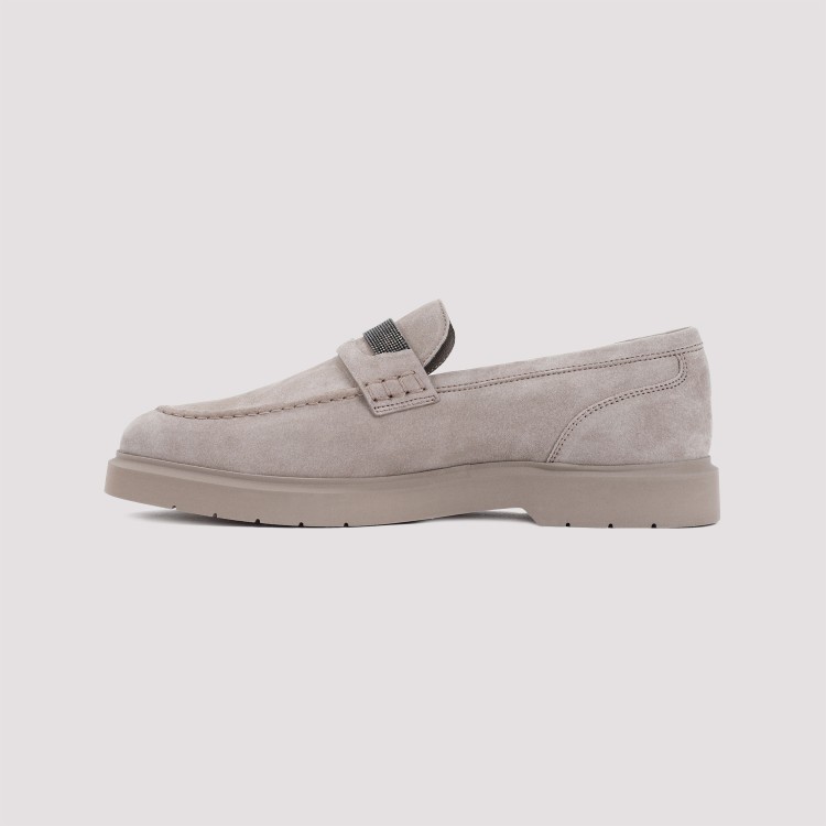 Brunello Cucinelli Grey Leather Loafers In Grey