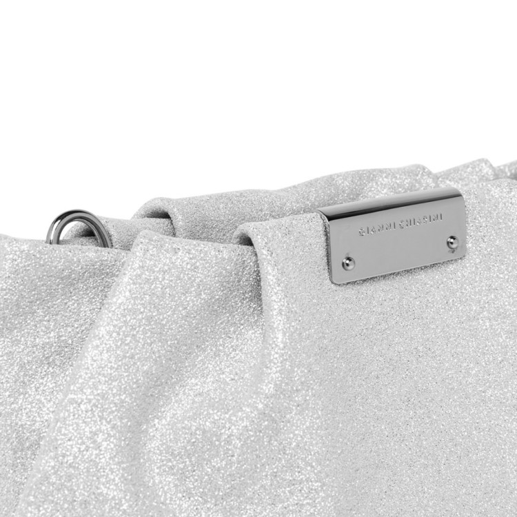 Shop Gianni Chiarini Pearl Bag In Silver Suede Leather