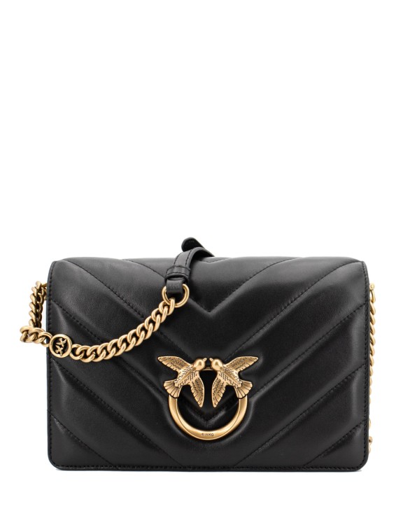 Pinko Love Quilted Crossbody Bag In Black