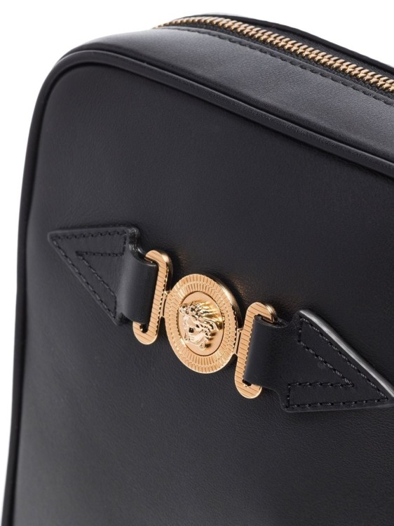 Shop Versace Medusa Biggie Leather Messenger Bag In Black