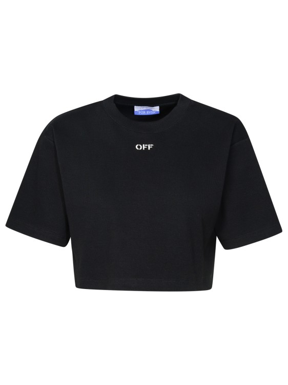 Shop Off-white Crop Logo T-shirt In Black