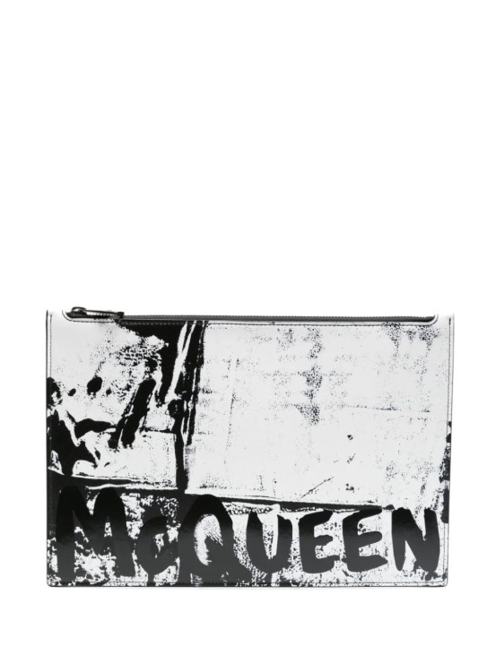 Shop Alexander Mcqueen Grafitti Logo Envelope Bag White/black