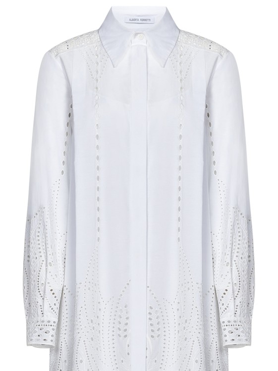 Shop Alberta Ferretti Midi See-through Shirtdress In White