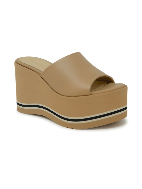 Shop Paloma Barceló Beige Leather Leto Wedge Sandals In Brown