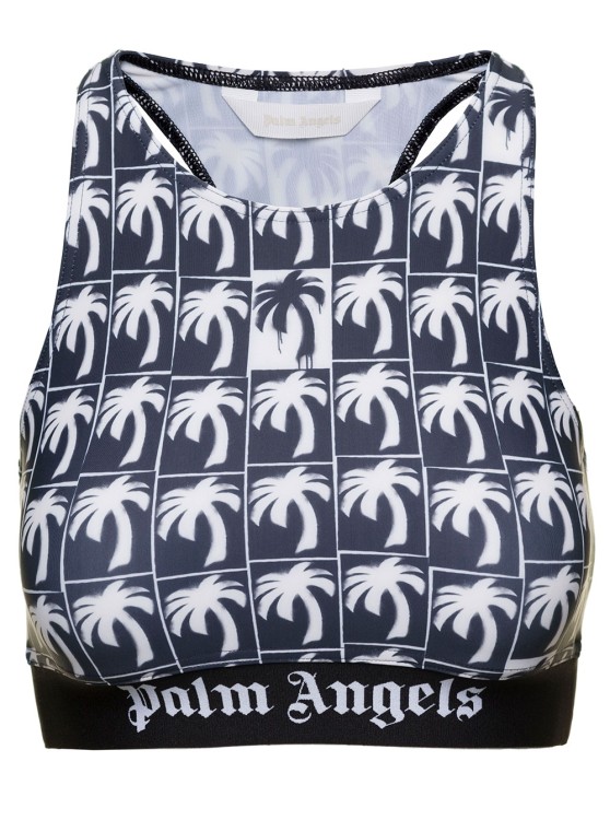 Shop Palm Angels Palms Logo Sport Bra In Grey