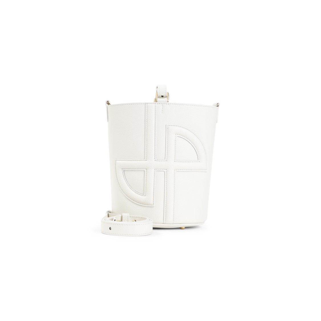 Shop Patou Leather Bucket Handbag With Adjustable Strap In White