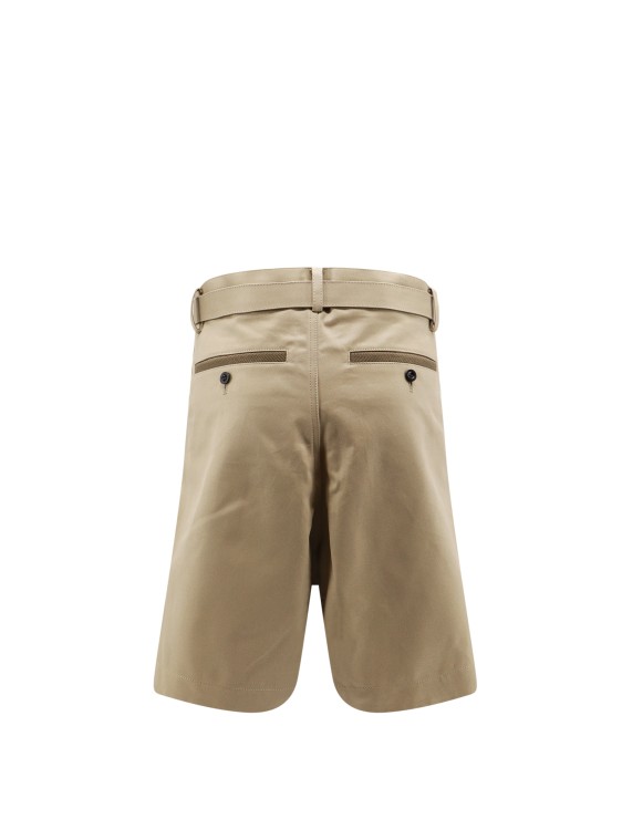 Shop Sacai Cotton Bermuda Shorts With Belt In Neutrals