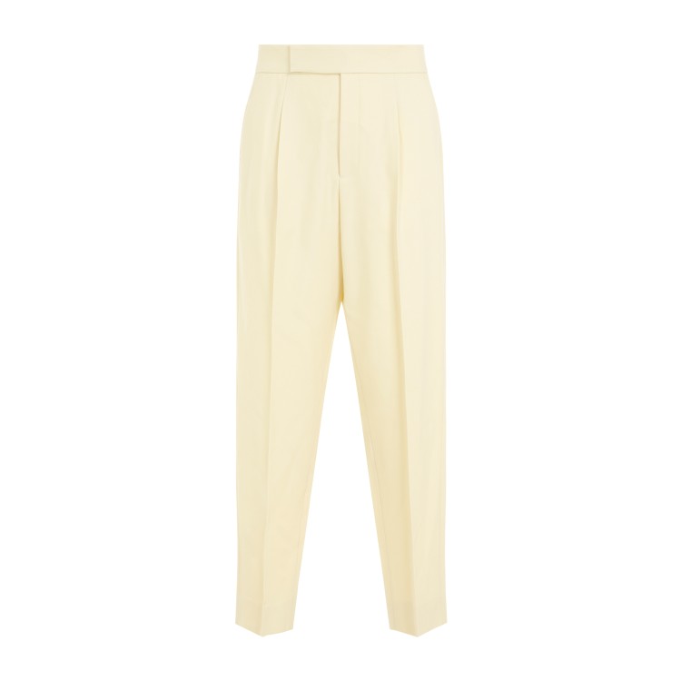 Fear Of God Single Pleat Tapered Cream Wool Trousers In Yellow