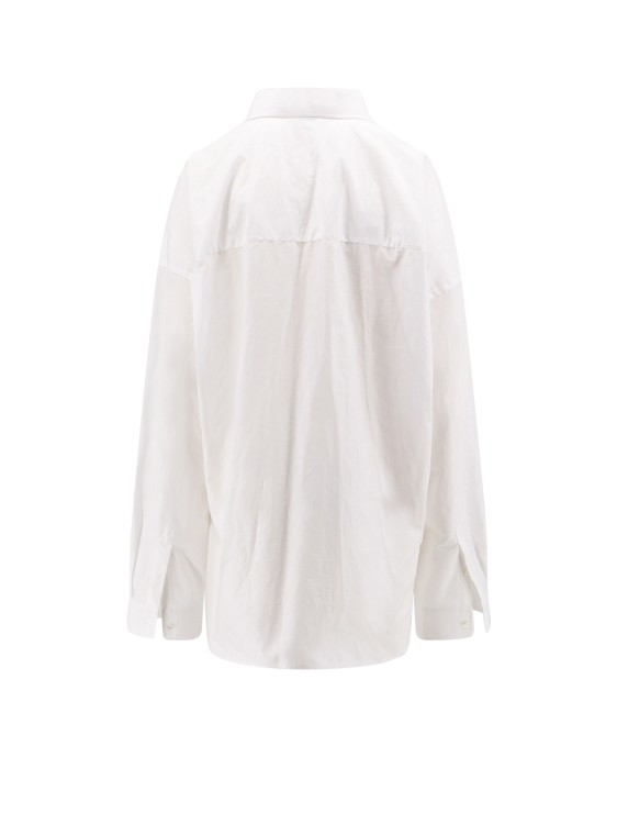 Shop Balenciaga Wrap Cotton Shirt With Embroidered Logo In White