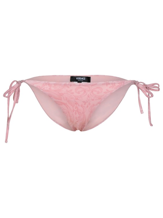 Shop Versace Barocco' Pink Polyester Blend Bikini Bottoms