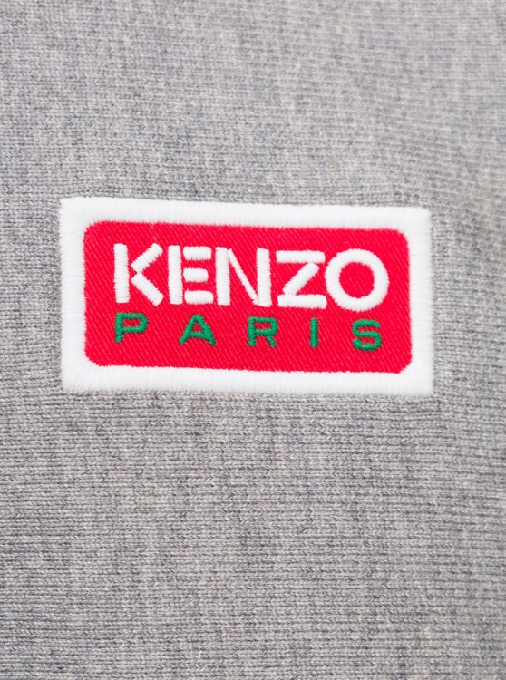 Shop Kenzo Grey Hoodie With Logo Print At The Front And Back In Stretch Cotton