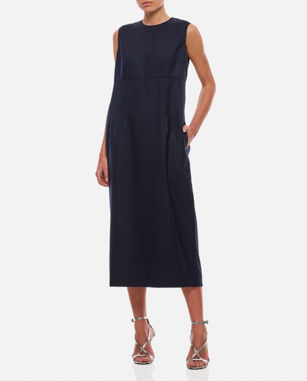 Shop Comme Des Garçons Wool Midi Dress In Blue