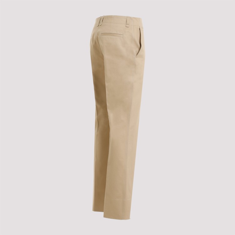Shop Saint Laurent Beige Cotton Pants In Brown