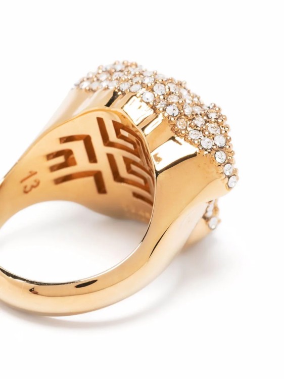 Shop Versace Gold La Medusa Crystal Ring In Not Applicable