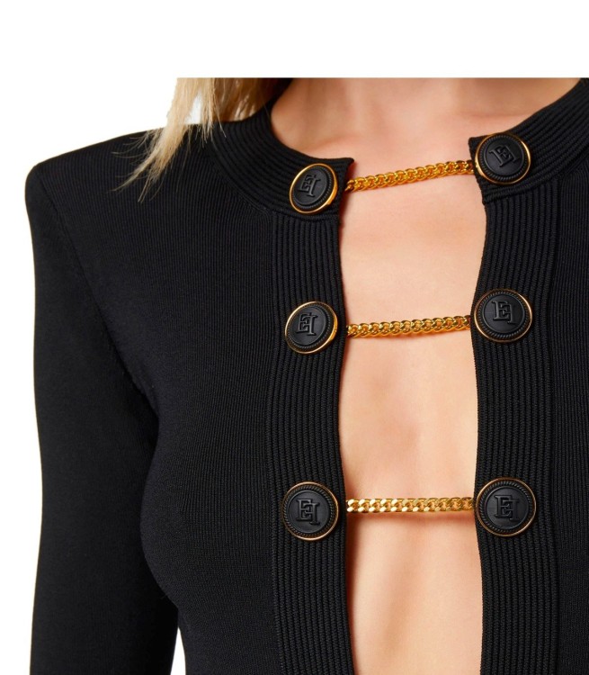Shop Elisabetta Franchi Black Bodysuit With Buttons