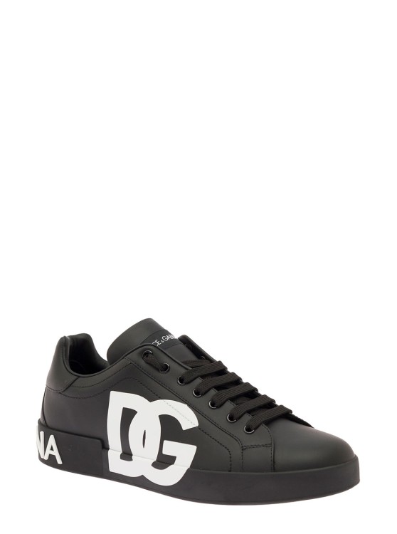 Shop Dolce & Gabbana Portofino White And Black Leather Sneakers